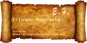 Erlinger Henrietta névjegykártya